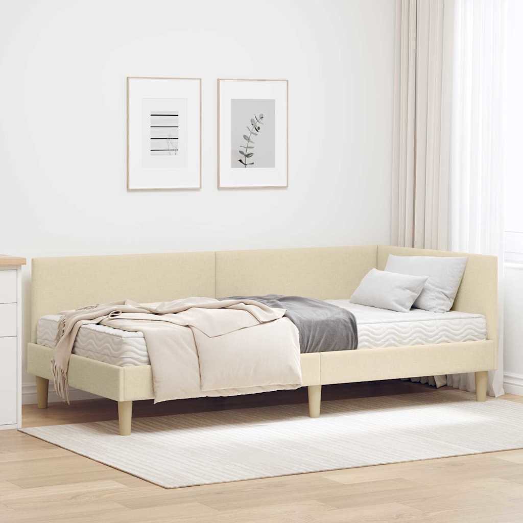 Struttura Letto Angolare con Materasso 2 pcs Crema Tessuto 3393747