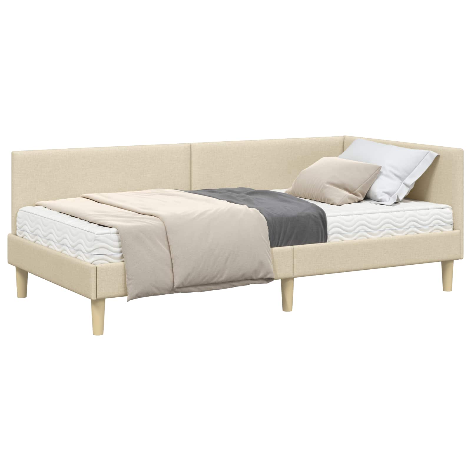 Struttura Letto Angolare con Materasso 2 pcs Crema Tessuto 3393747