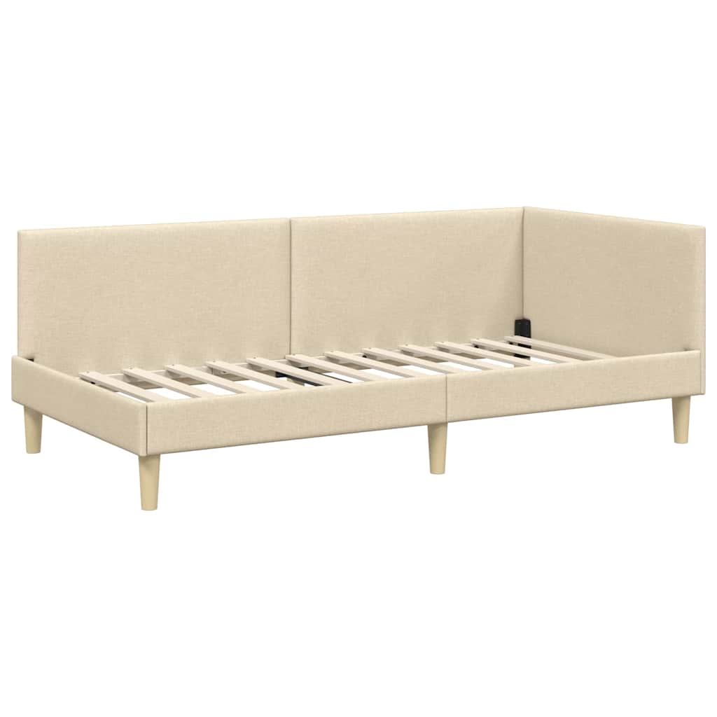 Struttura Letto Angolare con Materasso 2 pcs Crema Tessuto 3393747
