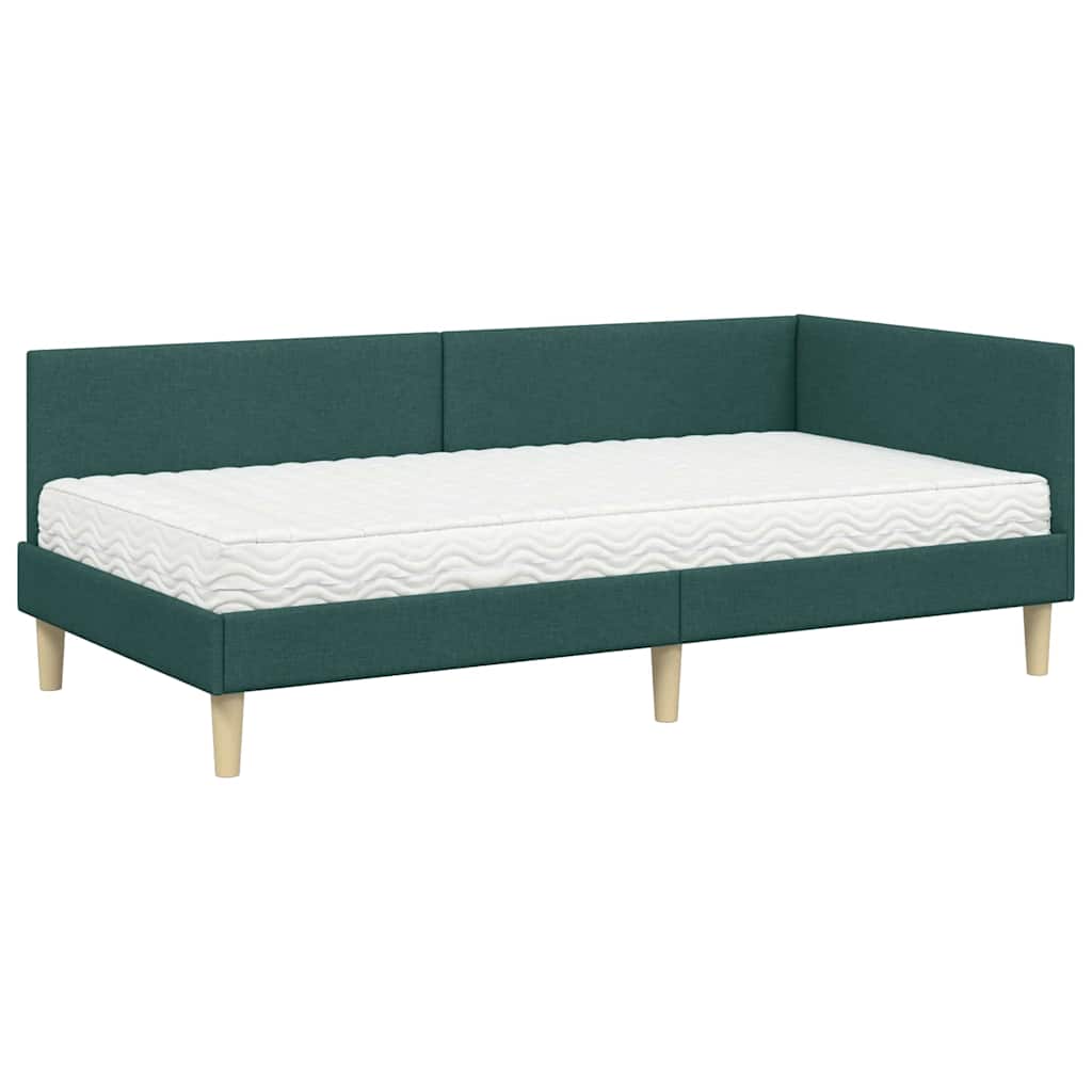 Struttura Letto Angolare con Materasso 2 pcs Verde Tessuto 3393753