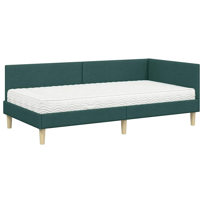 Struttura Letto Angolare con Materasso 2 pcs Verde Tessuto 3393753