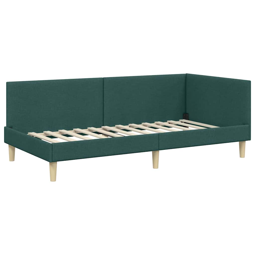 Struttura Letto Angolare con Materasso 2 pcs Verde Tessuto 3393753