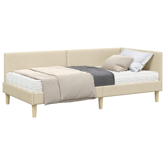 Struttura Letto Angolare con Materasso 2 pcs Crema Tessuto 3393755
