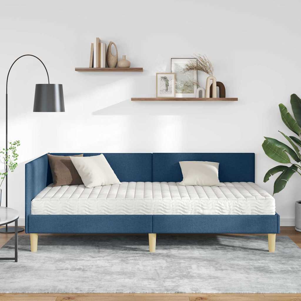 Struttura Letto Angolare con Materasso Altro 2 pcs Blu Tessuto 3393756