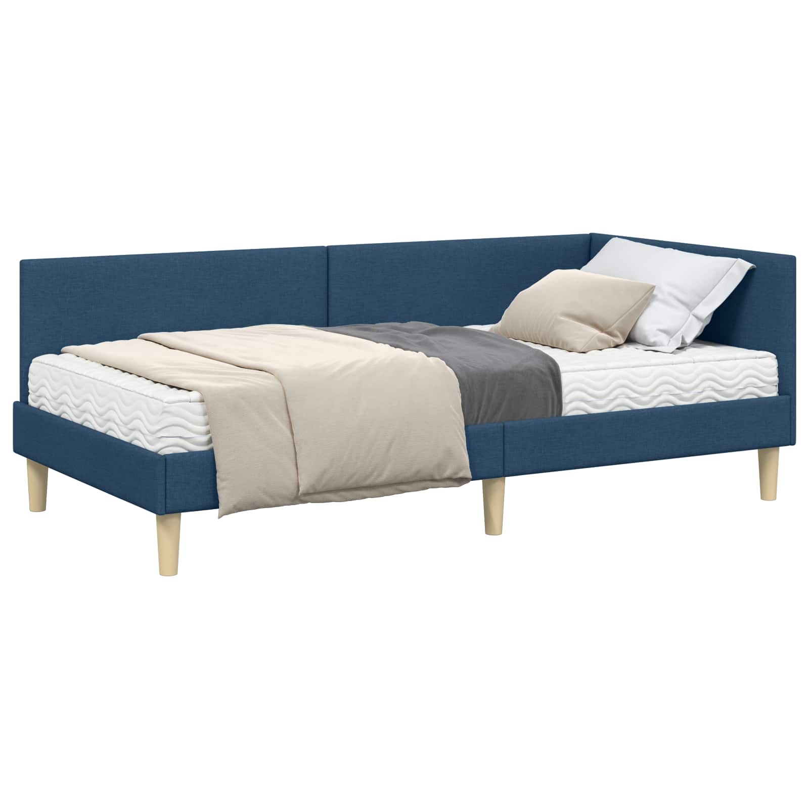 Struttura Letto Angolare con Materasso Altro 2 pcs Blu Tessuto 3393756