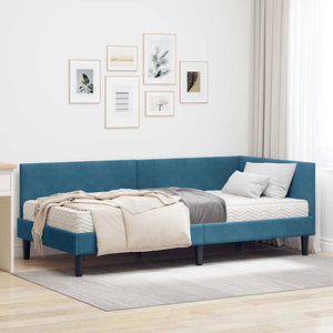 Struttura Letto Angolare con Materasso Altro 2 pcs Blu Velluto 3393757