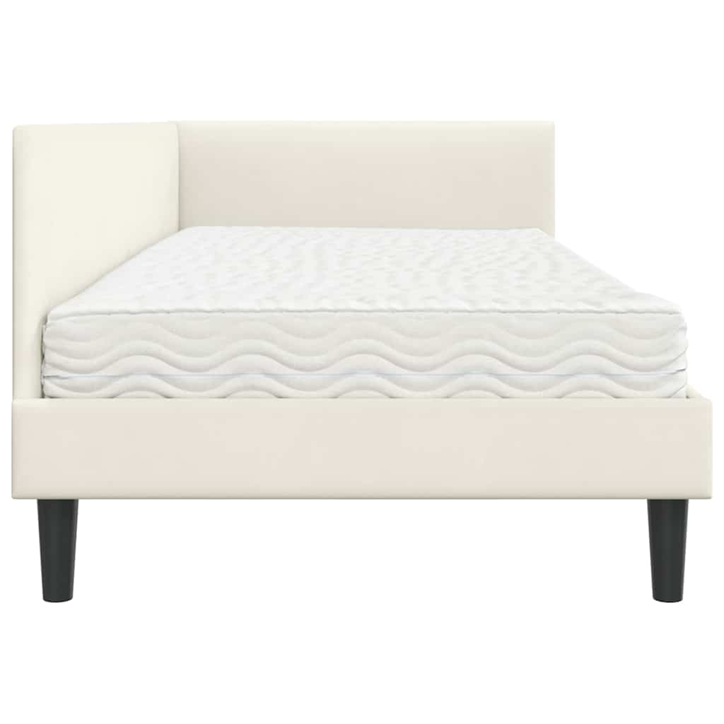 Struttura Letto Angolare con Materasso 2 pcs Crema Velluto 3393765