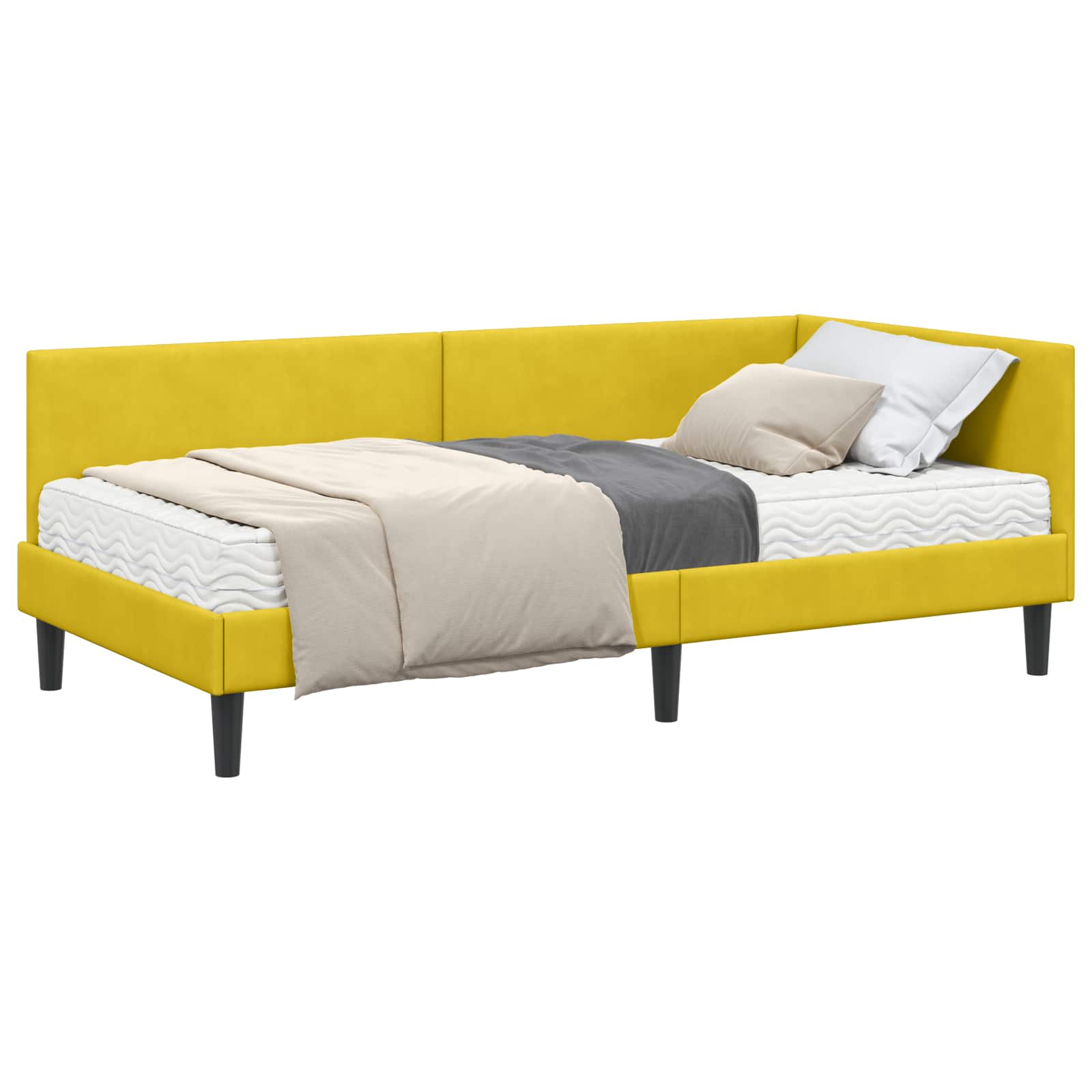 Struttura Letto Angolare con Materasso 2 pcs Giallo Velluto 3393774
