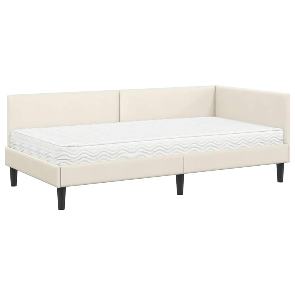Struttura Letto Angolare con Materasso 2 pcs Crema Velluto 3393775