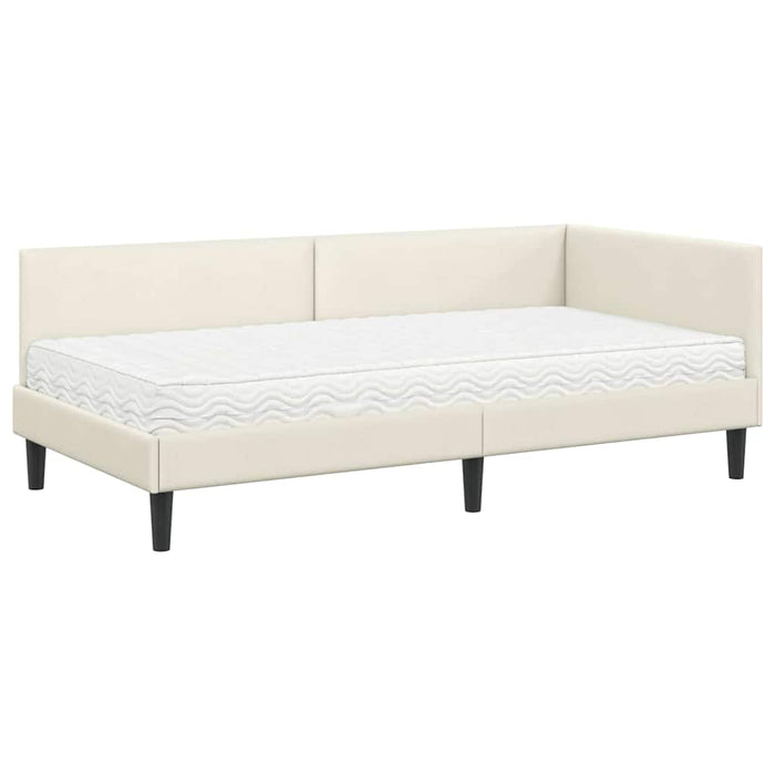 Struttura Letto Angolare con Materasso 2 pcs Crema Velluto 3393775