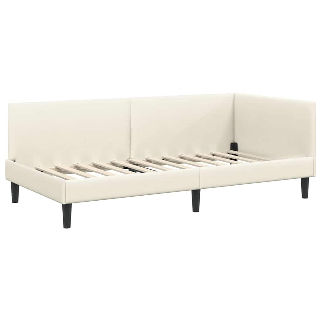 Struttura Letto Angolare con Materasso 2 pcs Crema Velluto 3393775