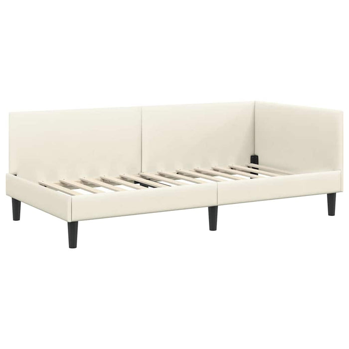 Struttura Letto Angolare con Materasso 2 pcs Crema Velluto 3393775