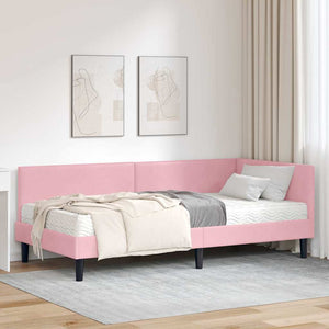 Struttura Letto Angolare con Materasso 2 pz-Giroletto con materasso Grigio Velluto 424664