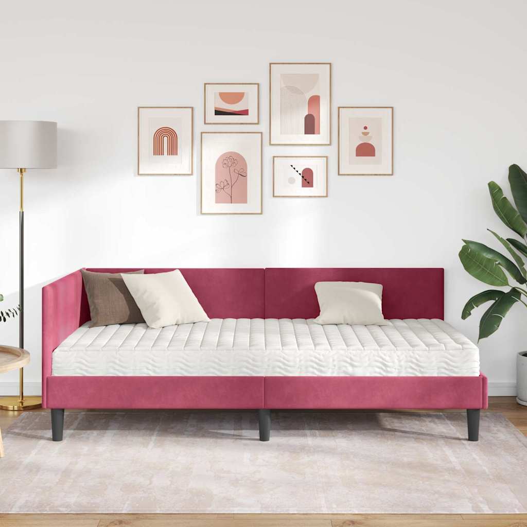 Struttura Letto Angolare con Materasso 2 pcs Verde Velluto