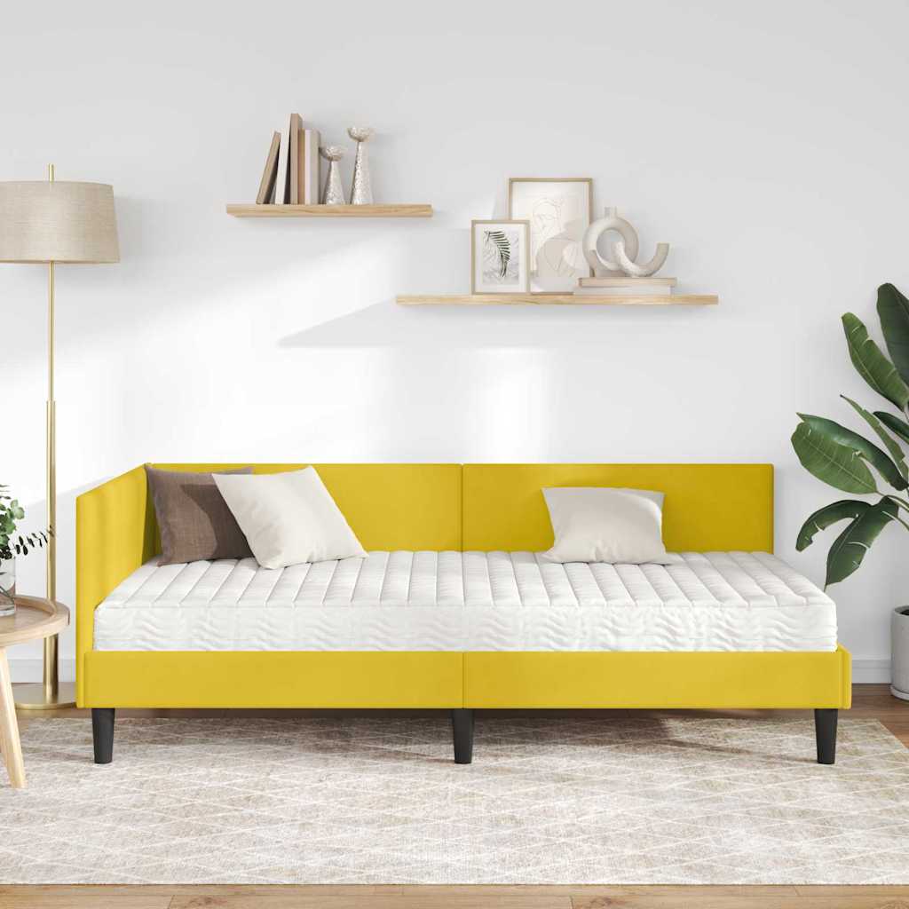 Struttura Letto Angolare con Materasso 2 pz-Giroletto con materasso Giallo Velluto 751316