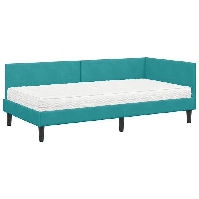 Struttura Letto Angolare con Materasso 2 pcs Turchese Velluto 3393786