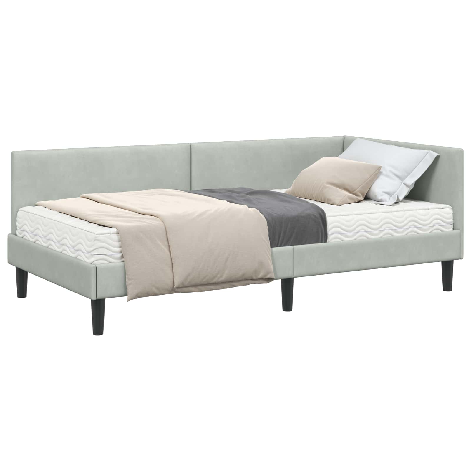 Struttura Letto Angolare con Materasso 2 pcs Grigio chiaro 3393788