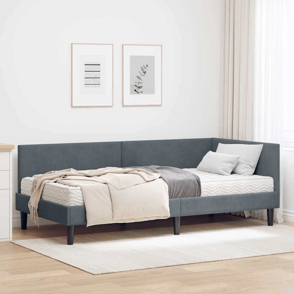 Struttura Letto Angolare con Materasso 2 pcs Grigio Velluto 3393789