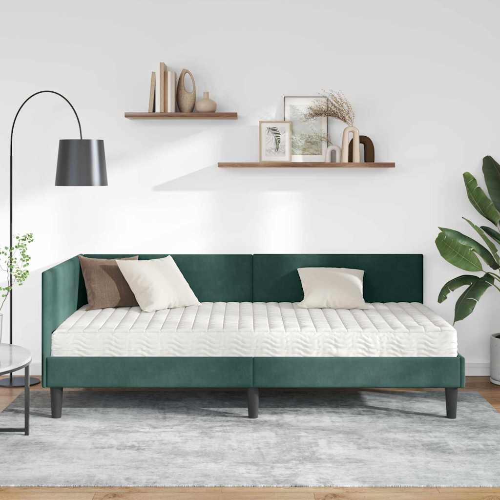 Struttura Letto Angolare con Materasso 2 pcs Verde Velluto 3393790