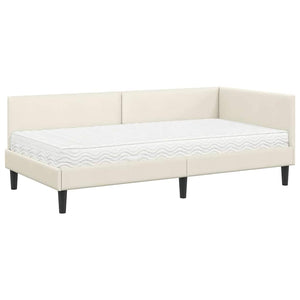 Struttura Letto Angolare con Materasso 2 pcs Crema Velluto 3393795