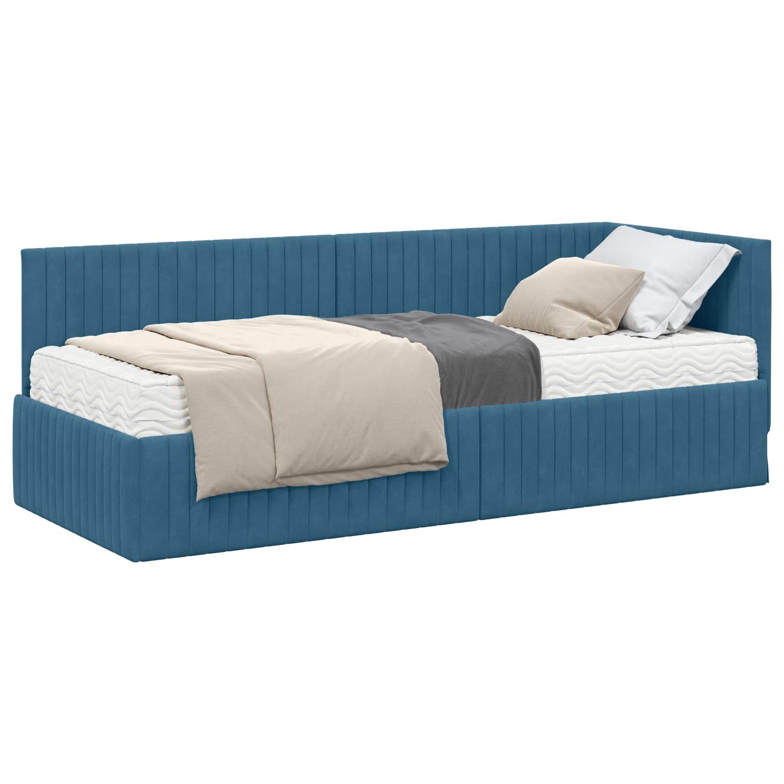 Struttura Letto Angolare con Materasso 2 pcs Blu Velluto 3393797