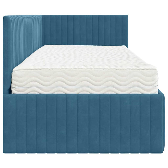 Struttura Letto Angolare con Materasso 2 pcs Blu Velluto 3393797