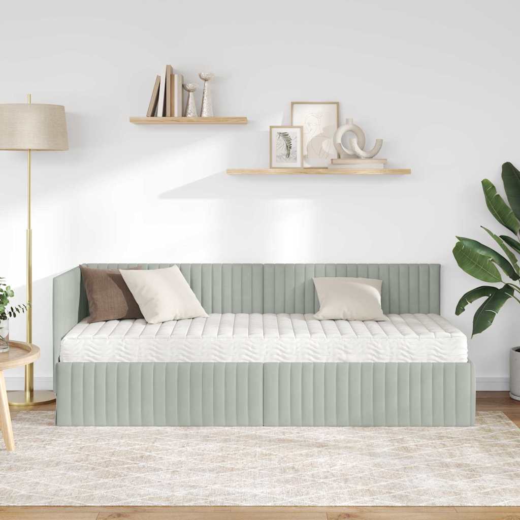 Struttura Letto Angolare con Materasso 2 pcs Grigio chiaro 3393798