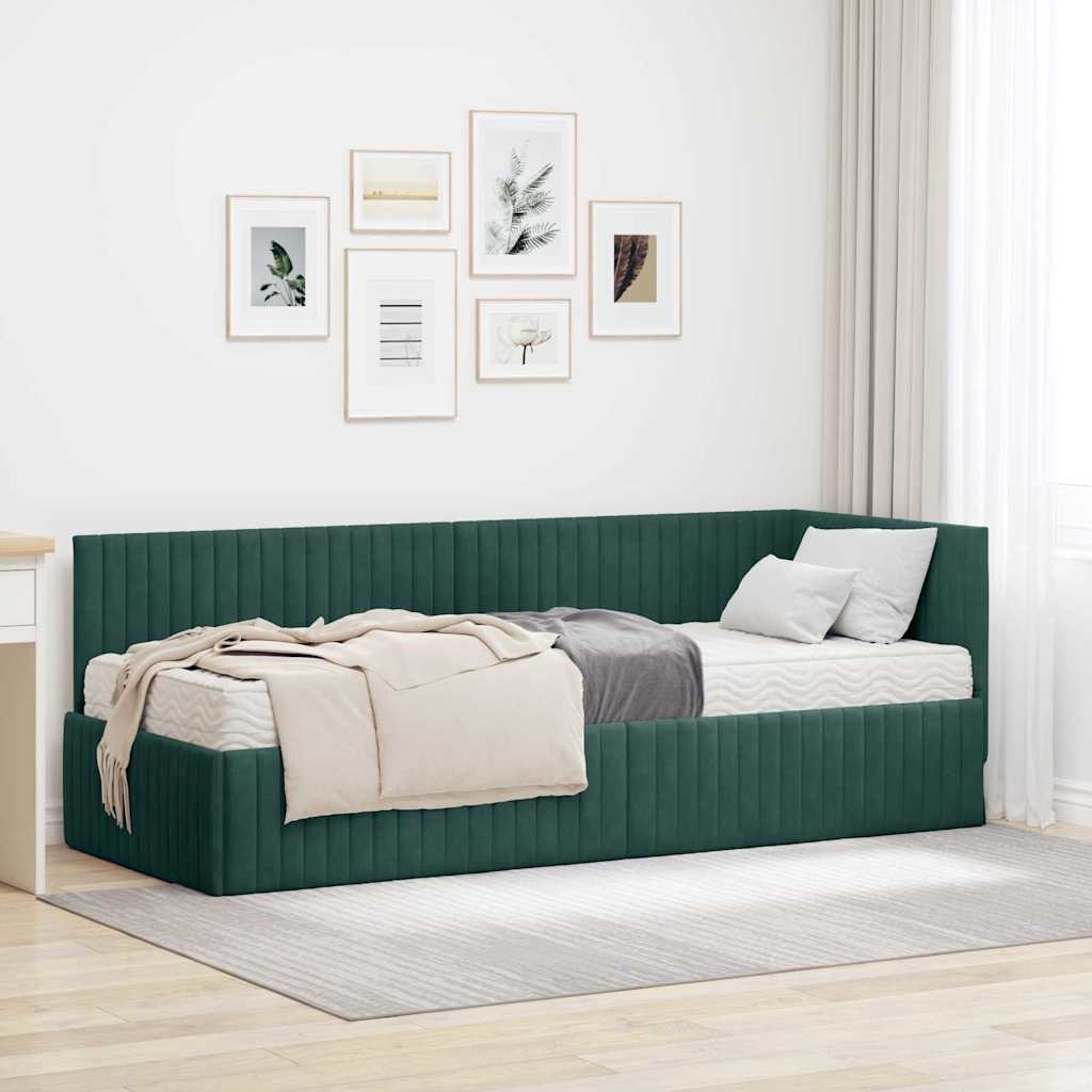 Struttura Letto Angolare con Materasso 2 pcs Verde Velluto 3393800