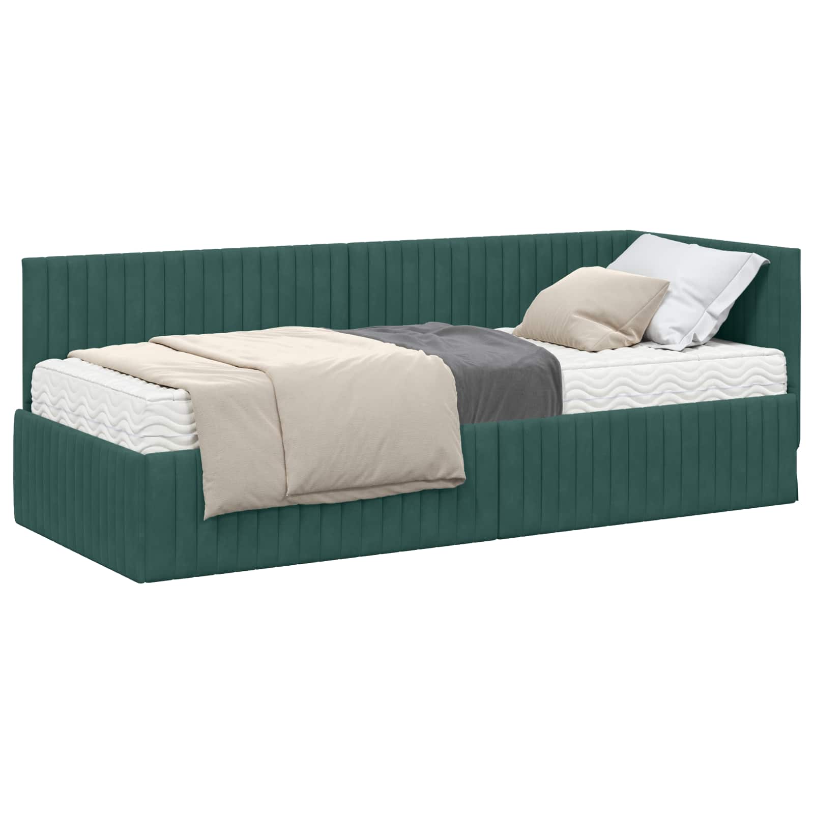 Struttura Letto Angolare con Materasso 2 pcs Verde Velluto 3393800