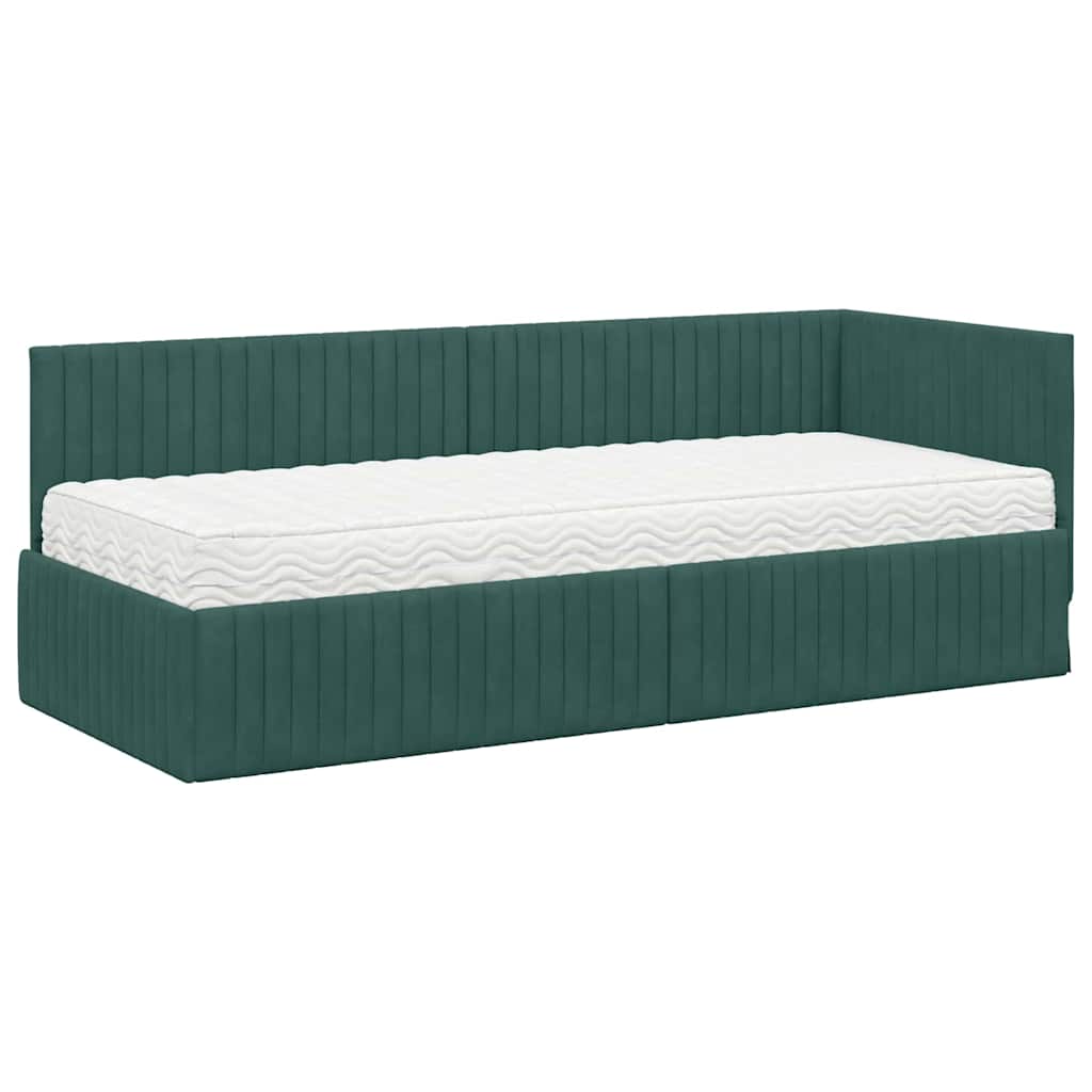 Struttura Letto Angolare con Materasso 2 pcs Verde Velluto 3393800