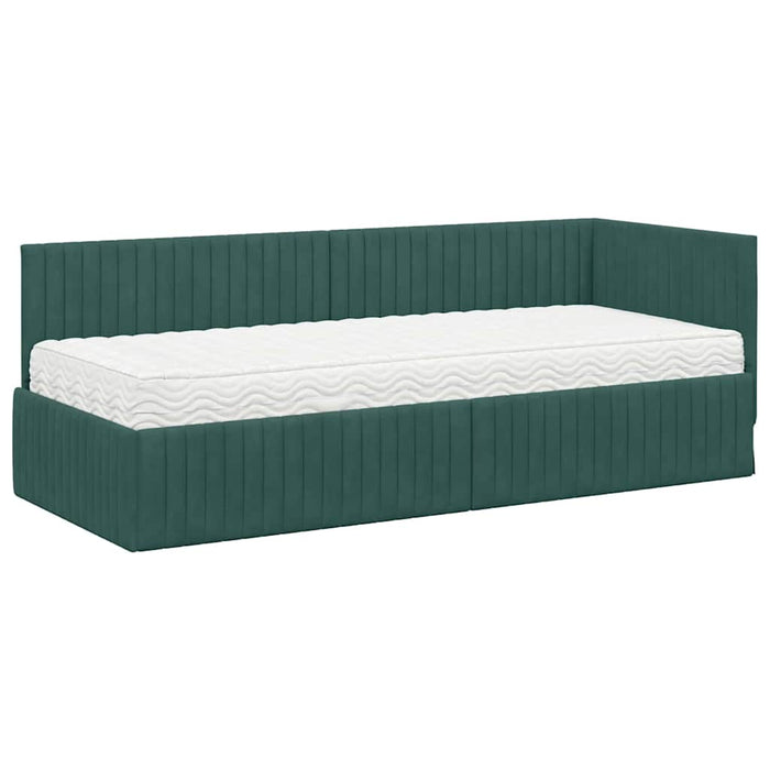 Struttura Letto Angolare con Materasso 2 pcs Verde Velluto 3393800