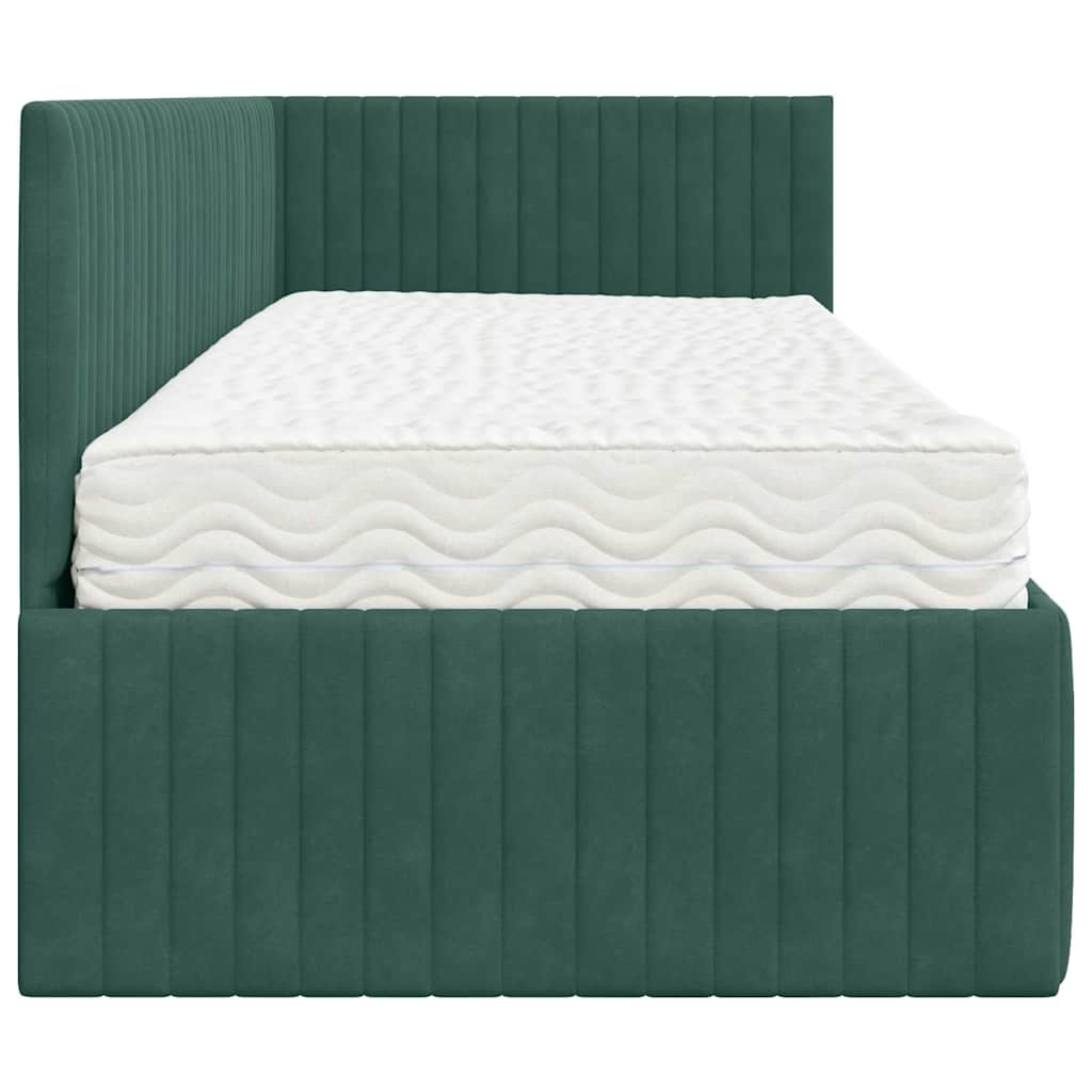 Struttura Letto Angolare con Materasso 2 pcs Verde Velluto 3393800