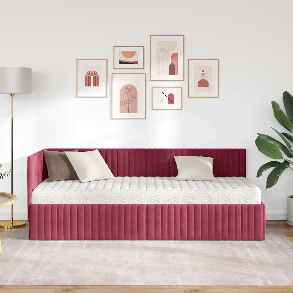 Struttura Letto Angolare con Materasso 2 pcs Verde Velluto 3393802