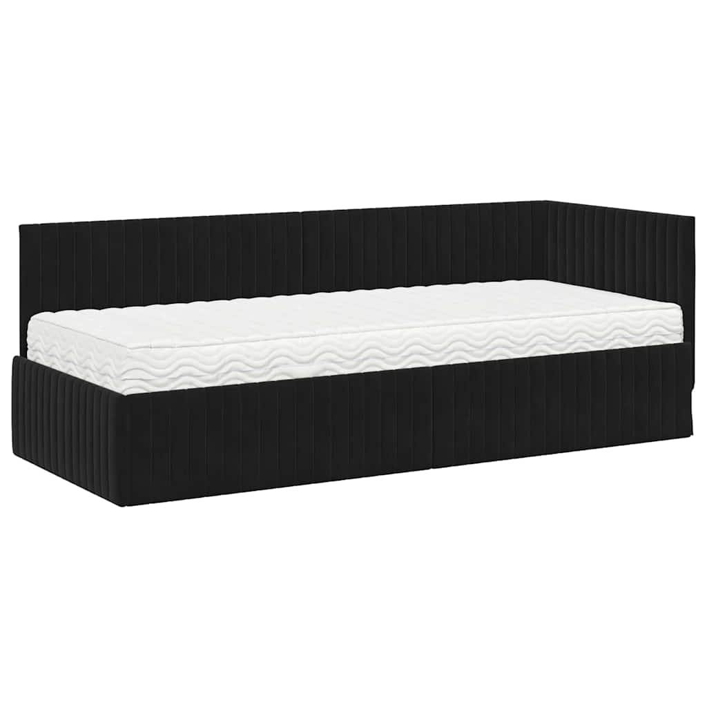 Struttura Letto Angolare con Materasso 2 pcs Nero Velluto 3393803