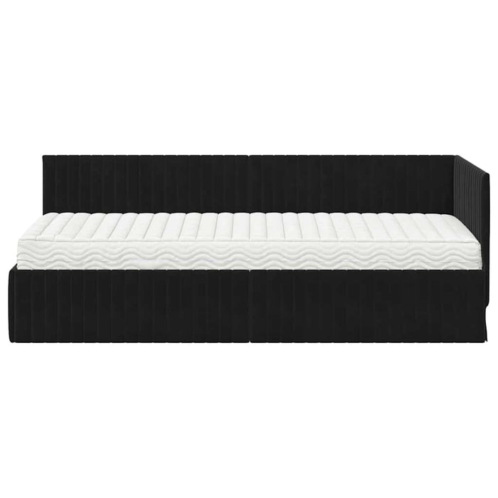 Struttura Letto Angolare con Materasso 2 pcs Nero Velluto 3393803