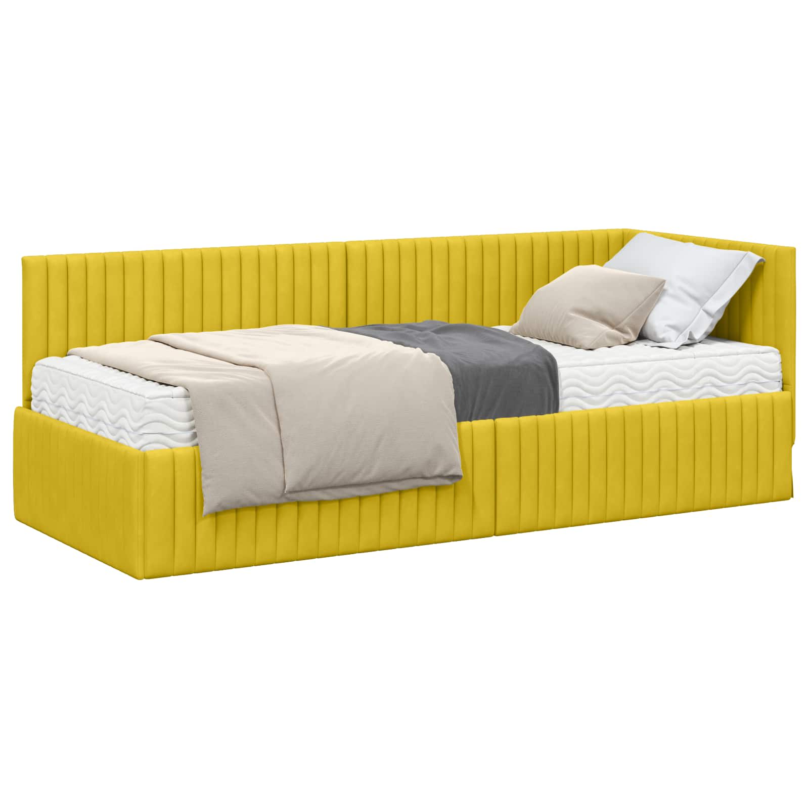 Struttura Letto Angolare con Materasso 2 pcs Giallo Velluto 3393804