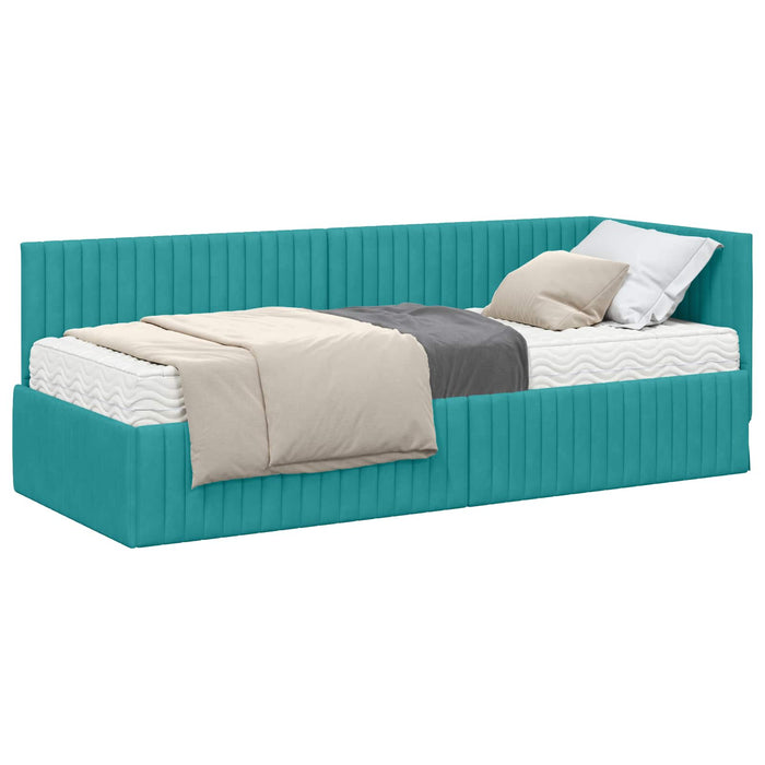Struttura Letto Angolare con Materasso 2 pcs Turchese Velluto 3393806