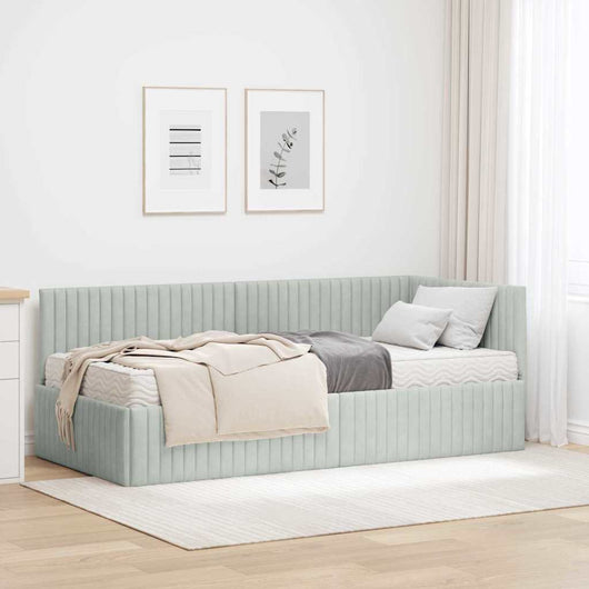Struttura Letto Angolare con Materasso 2 pcs Grigio chiaro 3393808
