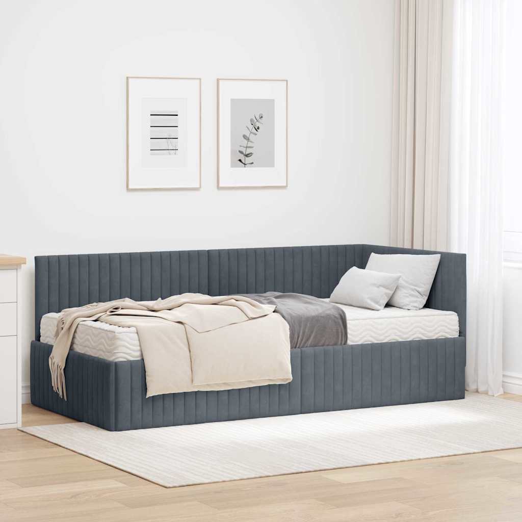 Struttura Letto Angolare con Materasso 2 pcs Grigio Velluto 3393809