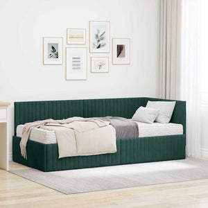 Struttura Letto Angolare con Materasso 2 pcs Verde Velluto 3393810