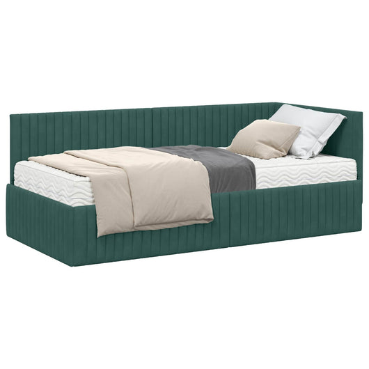 Struttura Letto Angolare con Materasso 2 pcs Verde Velluto 3393810