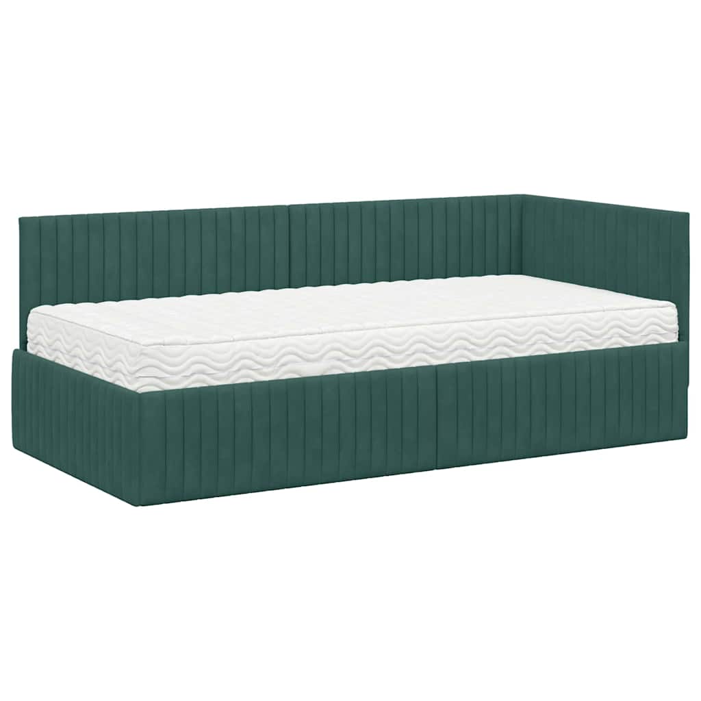 Struttura Letto Angolare con Materasso 2 pcs Verde Velluto 3393810