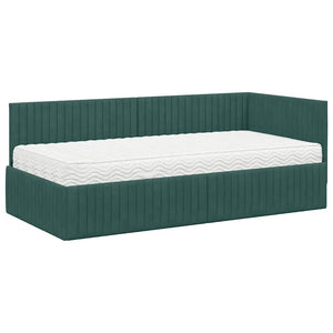 Struttura Letto Angolare con Materasso 2 pcs Verde Velluto 3393810