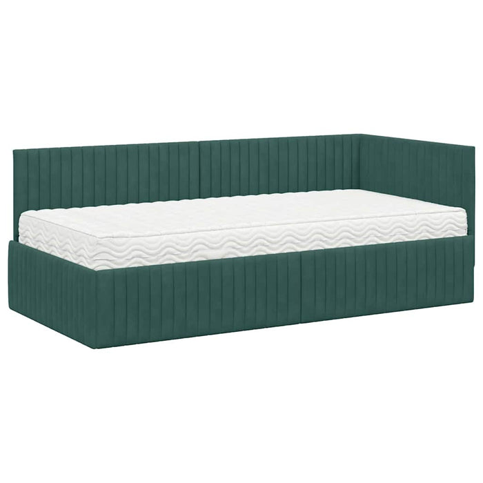 Struttura Letto Angolare con Materasso 2 pcs Verde Velluto 3393810