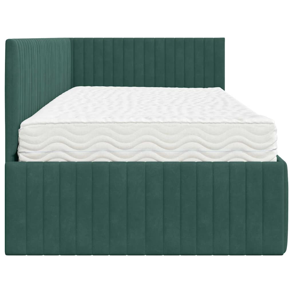 Struttura Letto Angolare con Materasso 2 pcs Verde Velluto 3393810