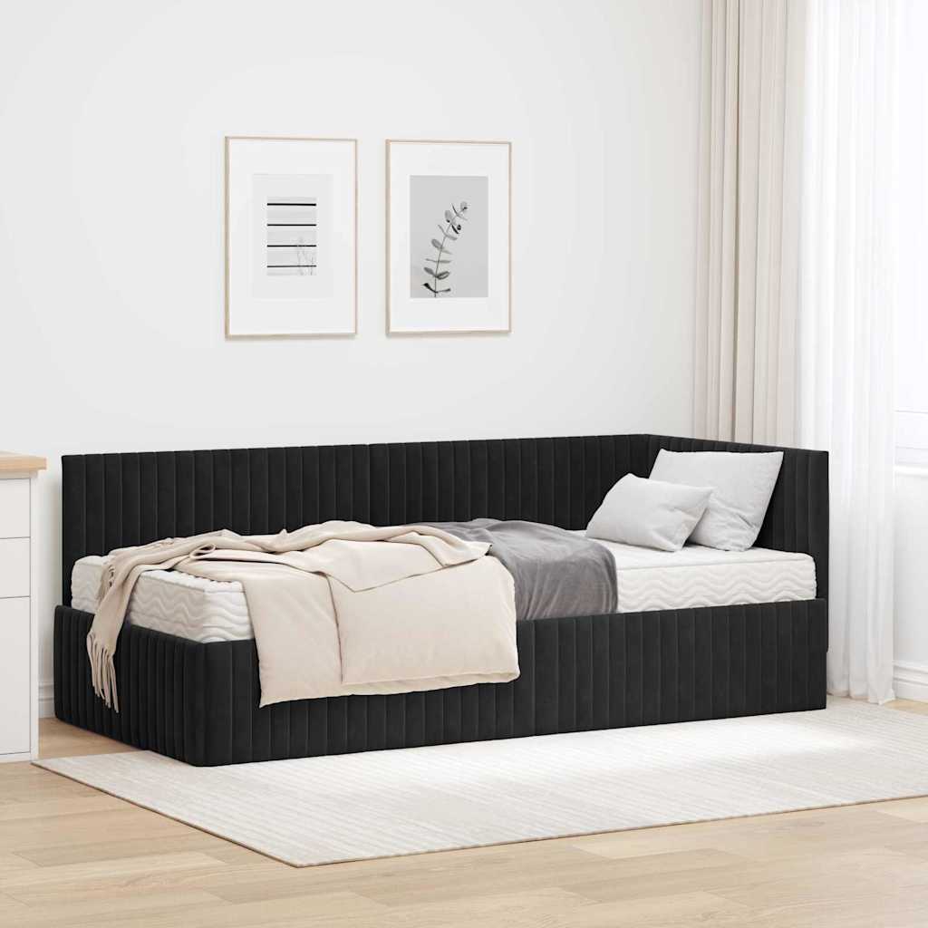Struttura Letto Angolare con Materasso 2 pcs Nero Velluto 3393813
