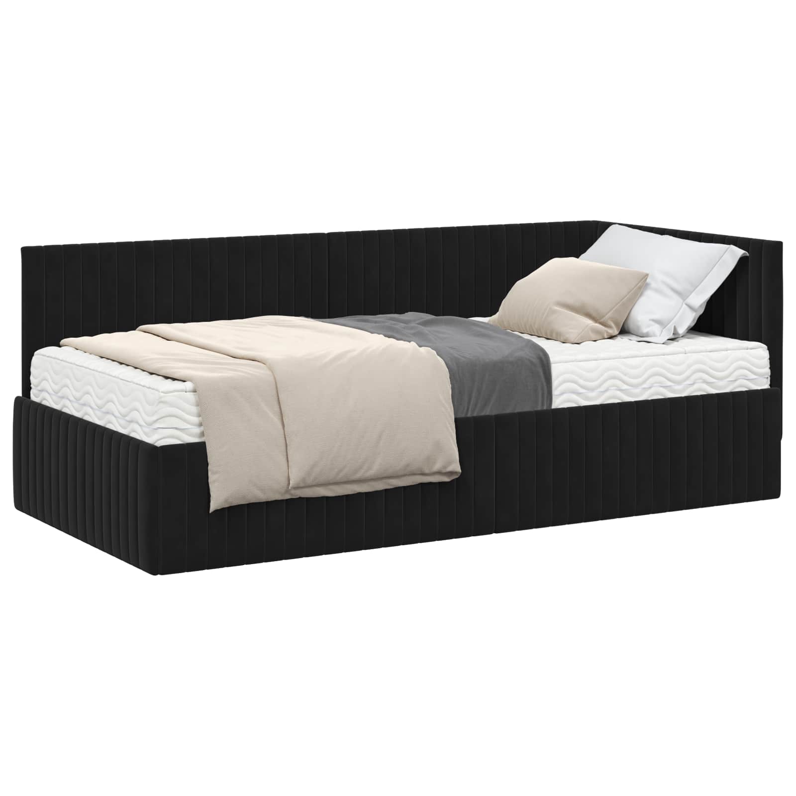 Struttura Letto Angolare con Materasso 2 pcs Nero Velluto 3393813
