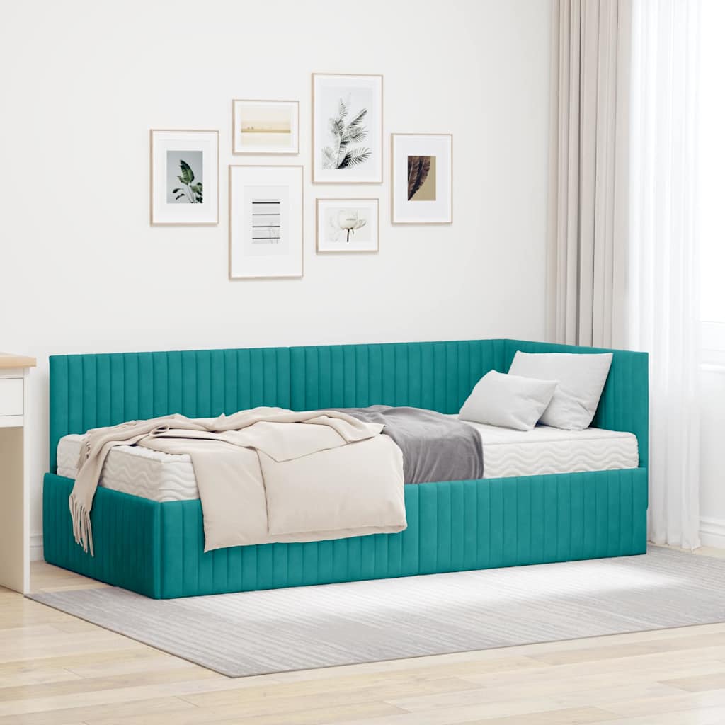 Struttura Letto Angolare con Materasso 2 pcs Turchese Velluto 3393816