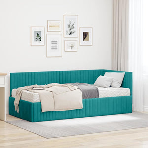 Struttura Letto Angolare con Materasso 2 pcs Turchese Velluto 3393816