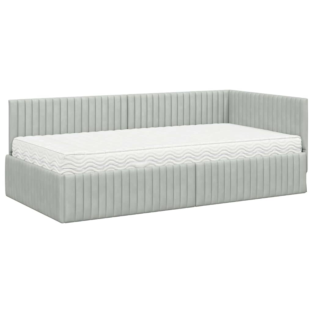 Struttura Letto Angolare con Materasso 2 pcs Grigio chiaro 3393818